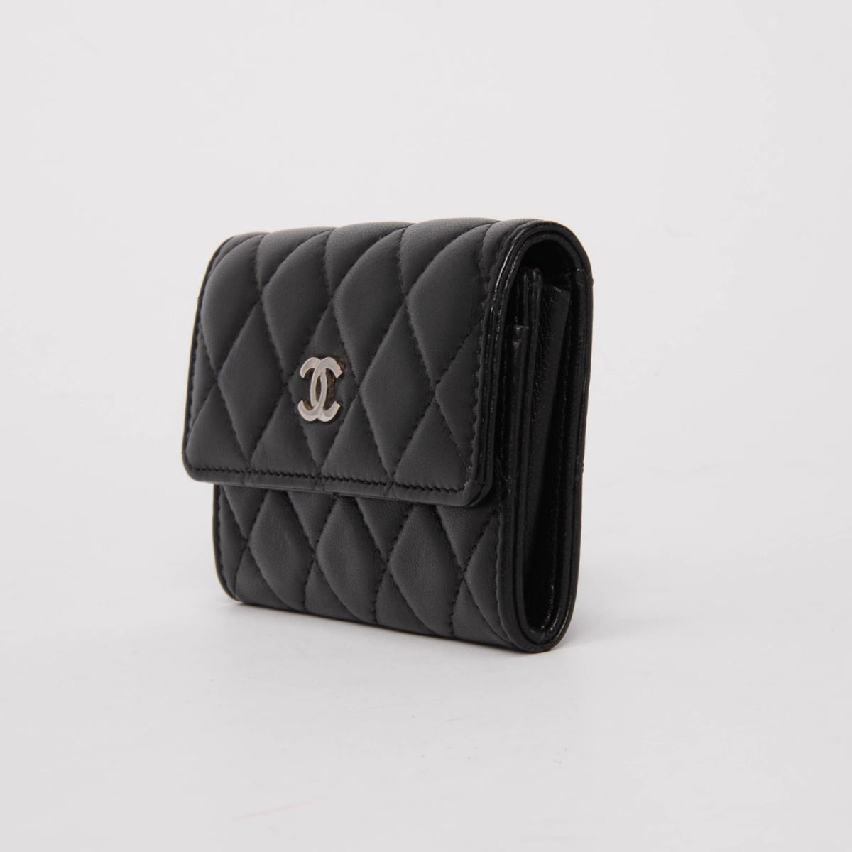 Chanel Black Quilted Lambskin Flap Card Holder