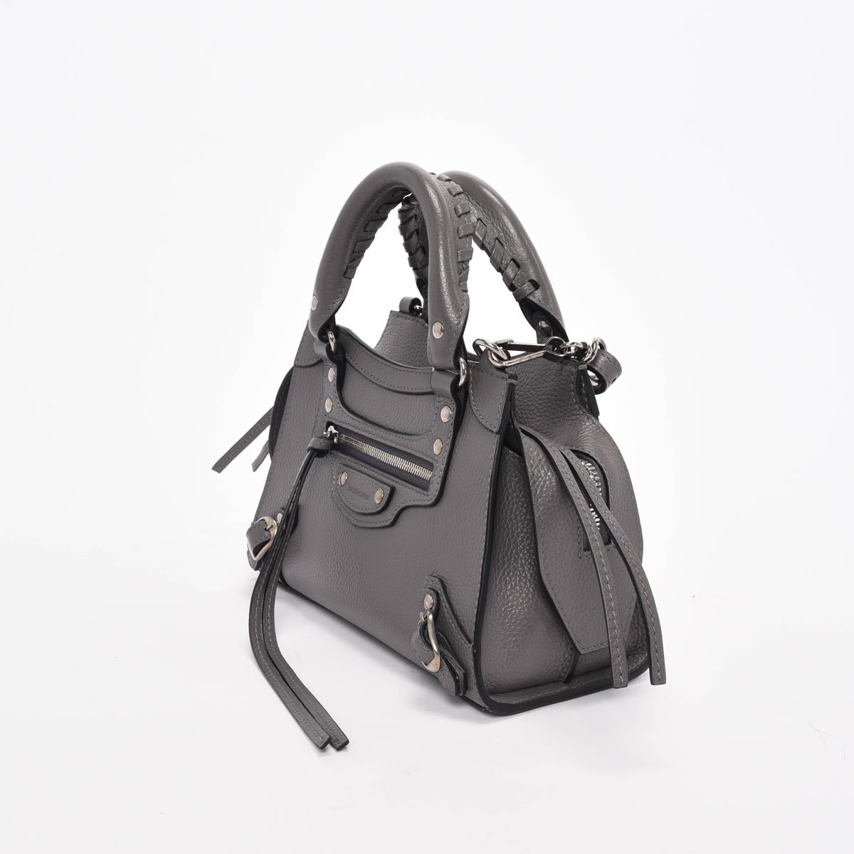 Balenciaga Dark Grey Grained Calfskin Neo Classic Mini City Bag