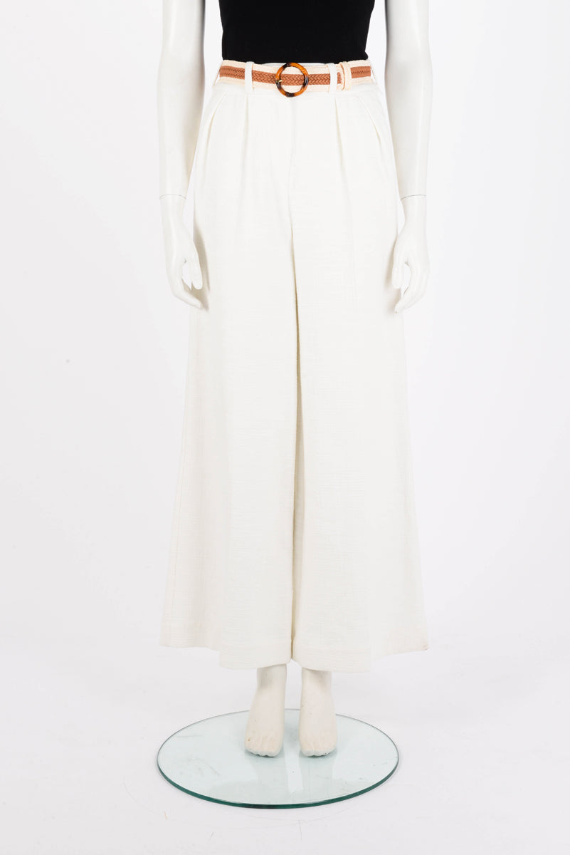 Zimmermann Ivory Cotton Devi Belted Pants OP