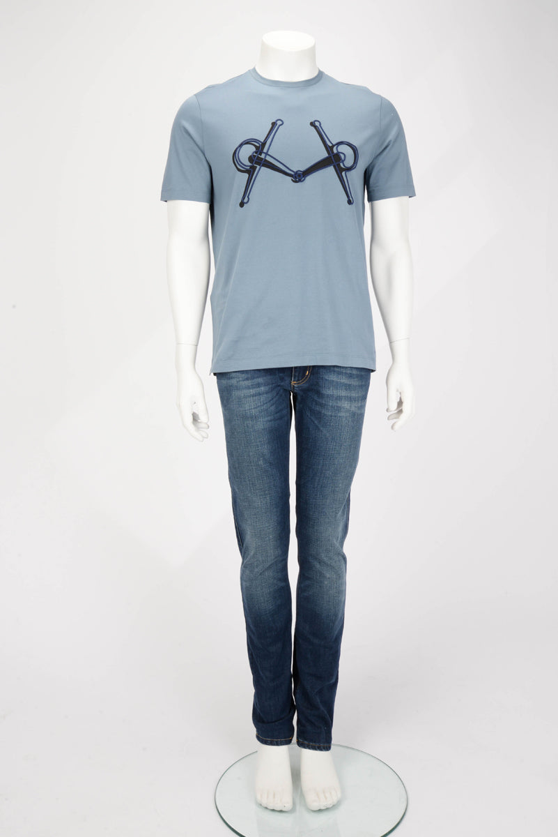 Hermes Cyan Cotton Mors T-Shirt M