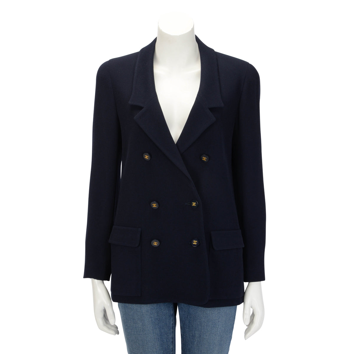 Chanel Navy Wool Twill Classic DB Jacket FR 38