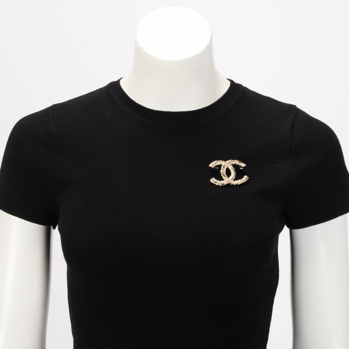 Chanel Light Gold Twisted CC Brooch