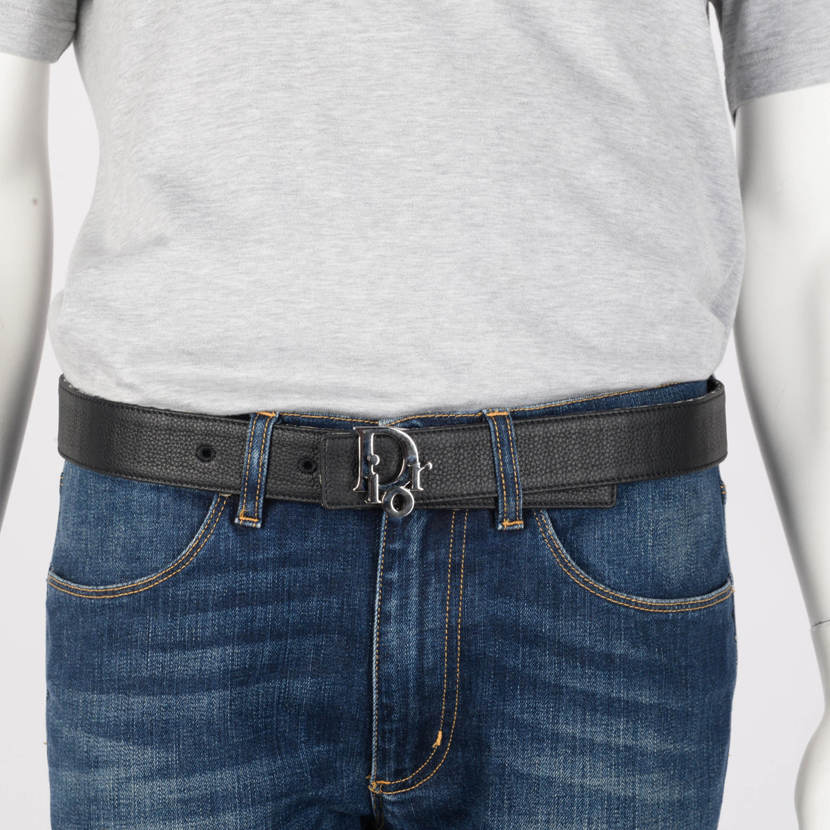 Dior Homme Navy Oblique Jacquard Reversible Belt