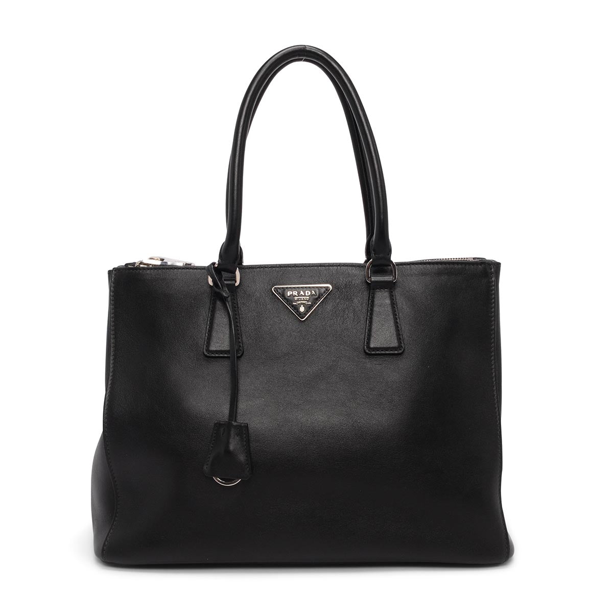 Prada Black City Calf Medium Galleria Double Zip Tote