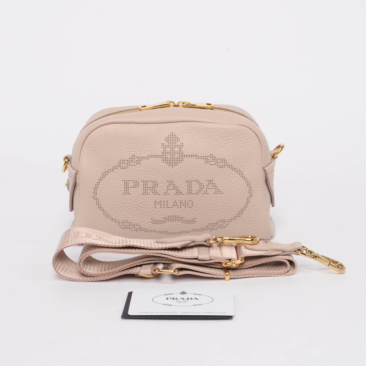 Prada Ninfea Vitello Daino Perforated Logo Bag