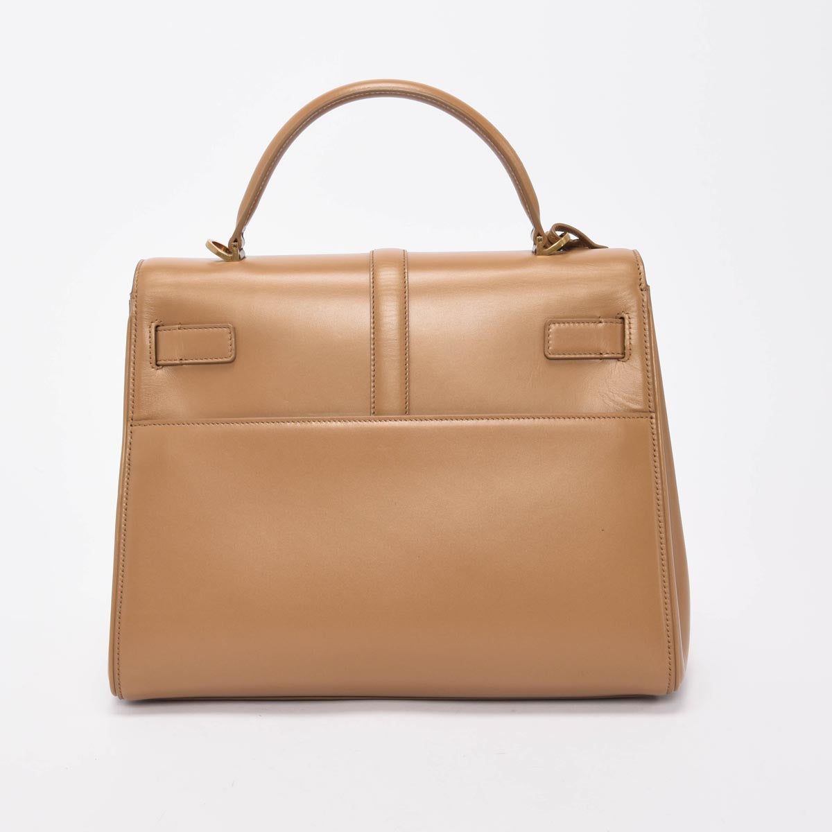 Saint Laurent Camel Calfskin Le Fermoir Top Handle Bag