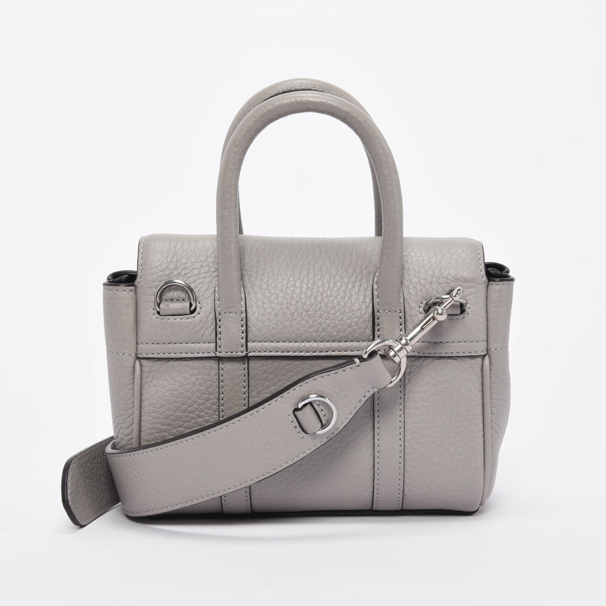 Mulberry Pale Grey Heavy Grain Mini Bayswater Tote