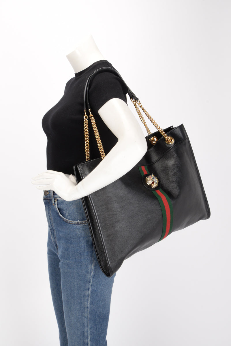 Gucci Black Calfskin Large Rajah Tote