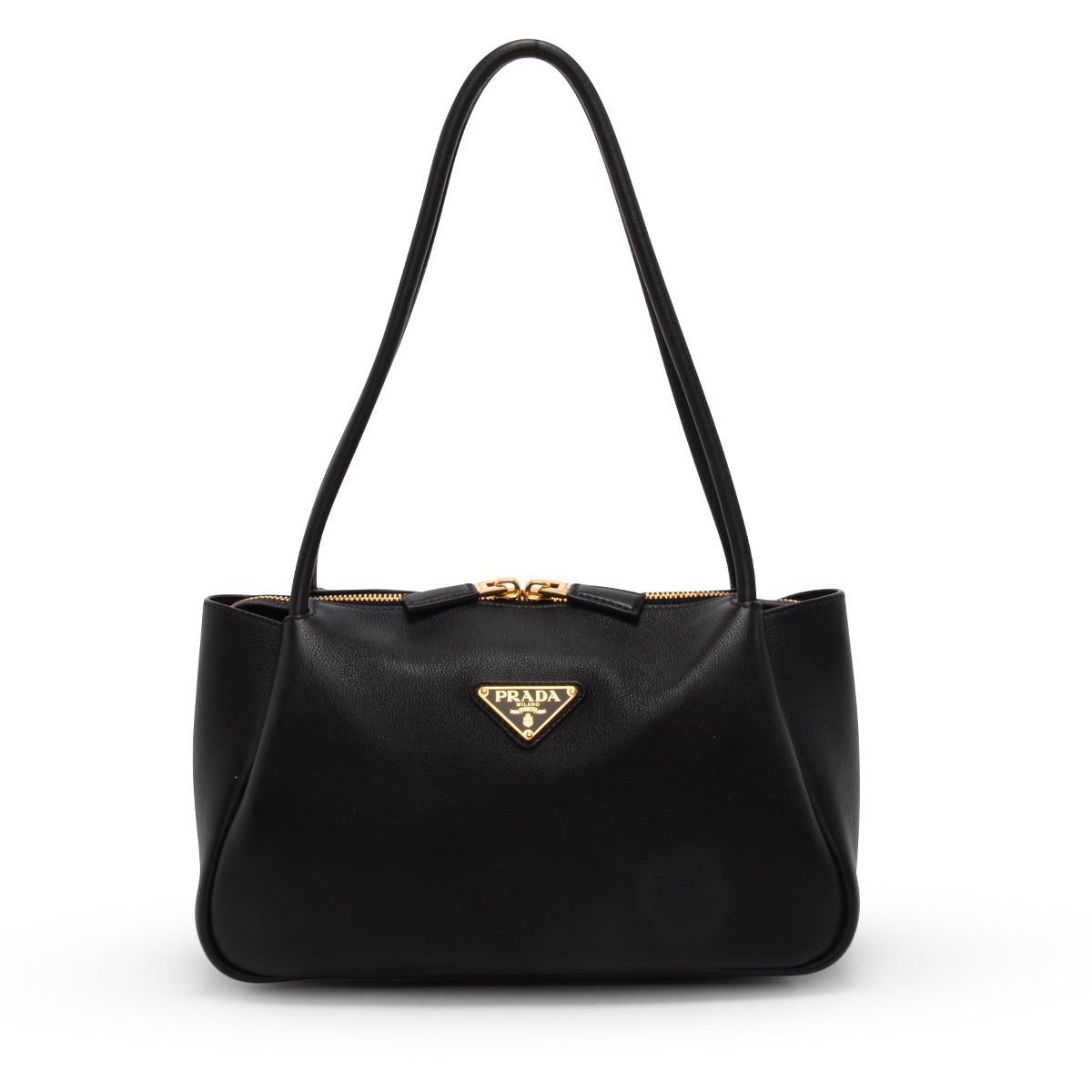 Prada Black Soft Grain Calfskin Medium Shoulder Bag