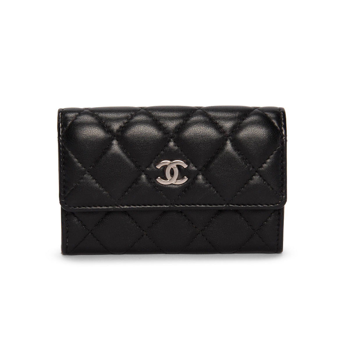 Chanel Black Quilted Lambskin Flap Card Holder