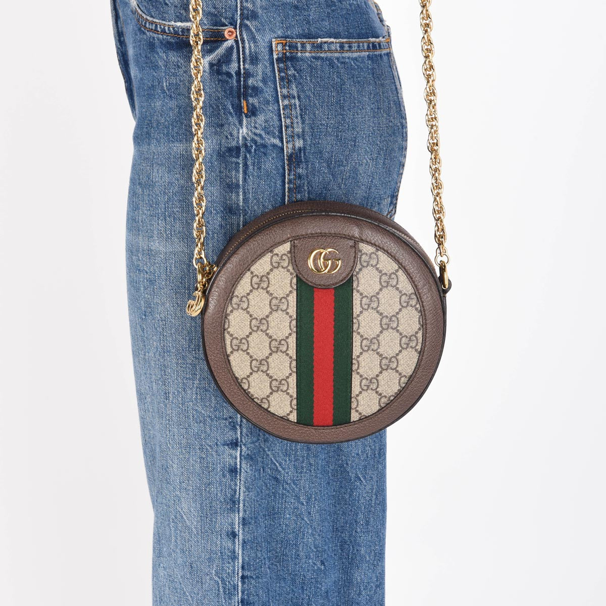 Gucci Beige GG Supreme Round Ophidia Mini Bag