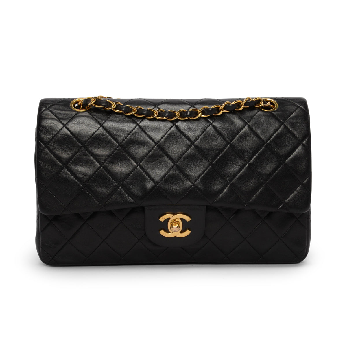 Chanel Vintage Black Quilted Lambskin Medium Classic Flap Bag