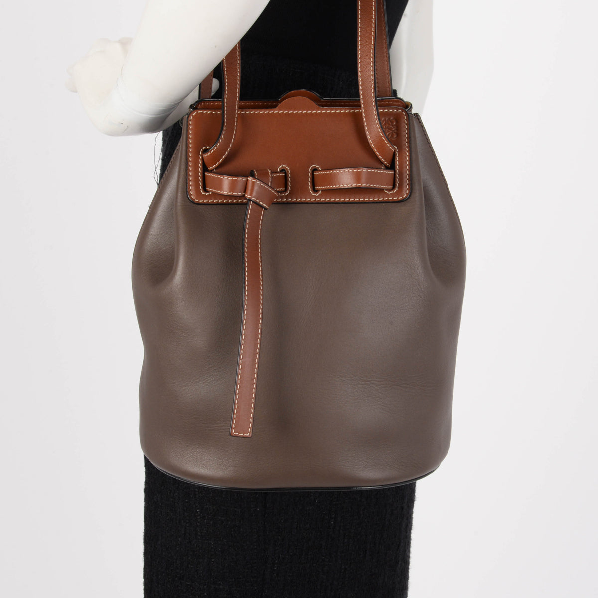 Loewe Brown Calfskin Lazo Bucket Bag