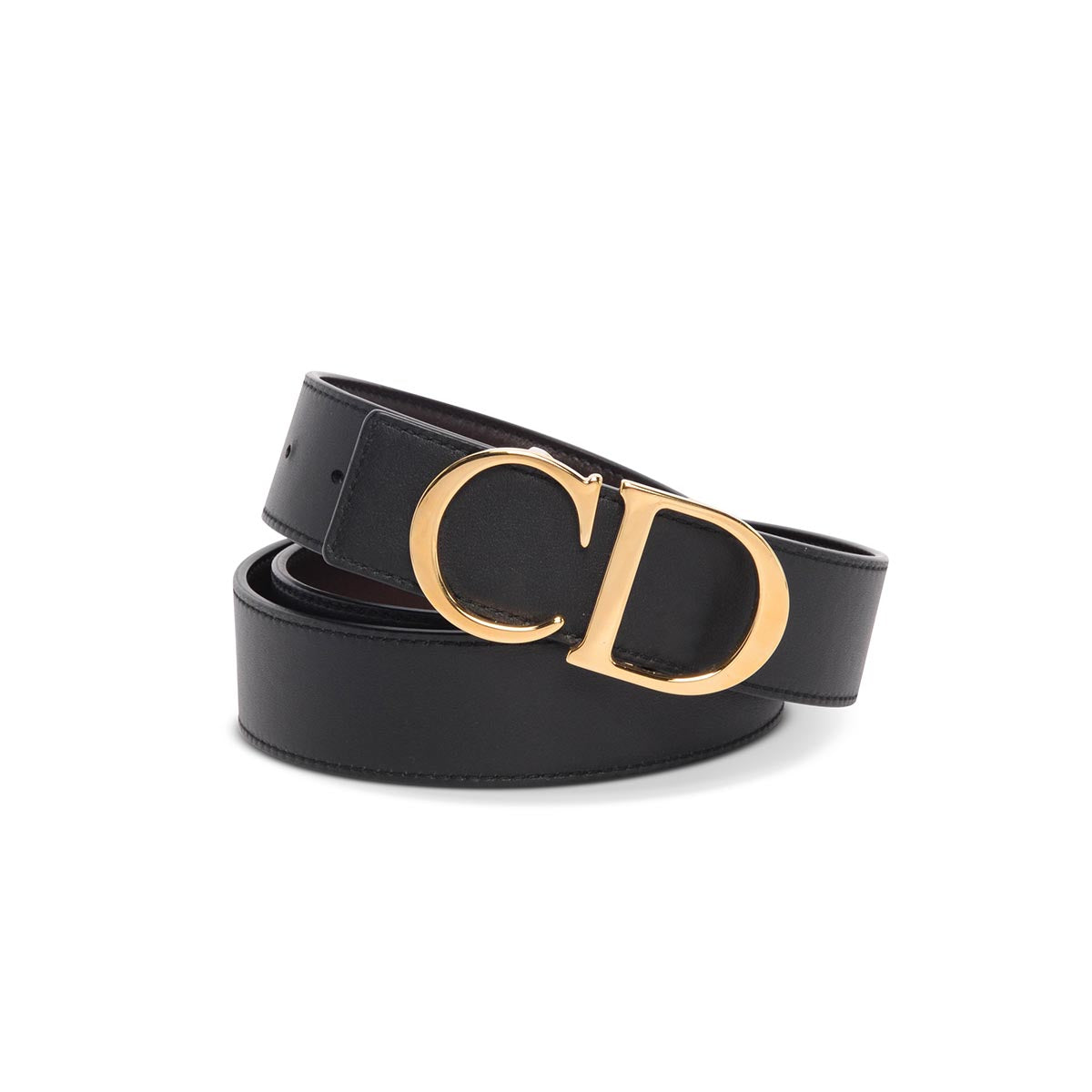 Dior Homme Black & Brown Burnished Leather Reversible Belt