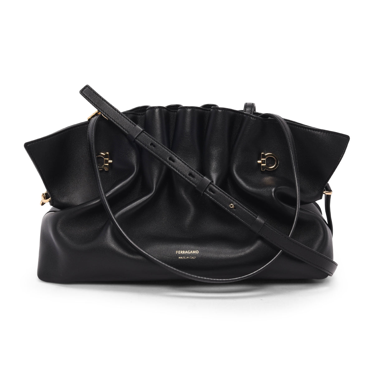 Ferragamo Black Nappa Medium Soft Bag