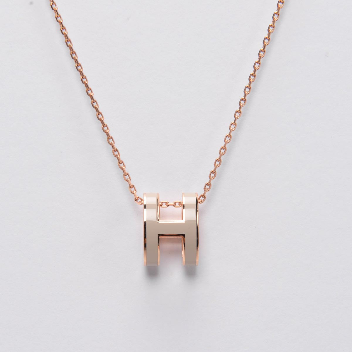 Hermes Marron Glace Enamel Pop H Necklace RGHW