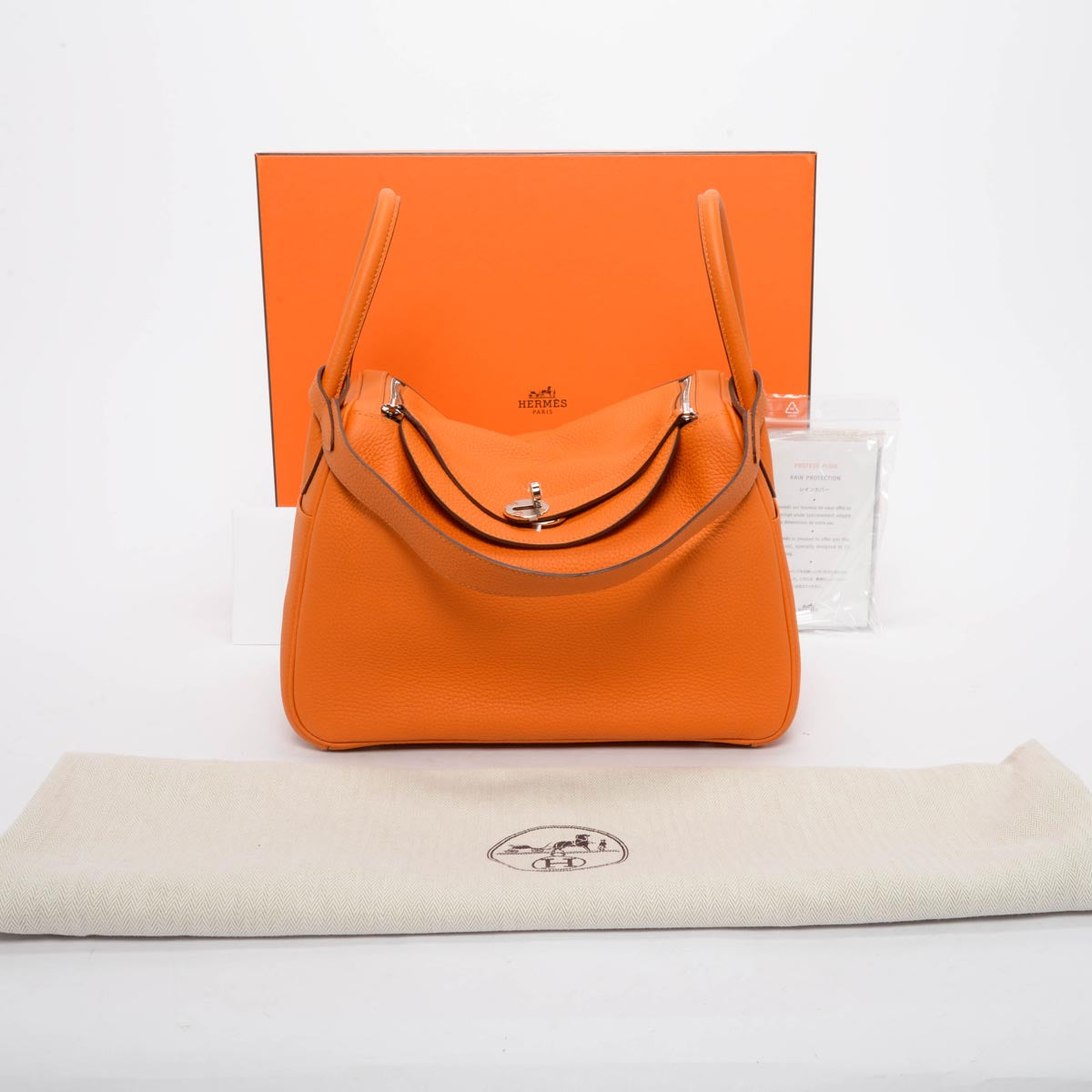 Hermes Apricot Clemence Lindy 30