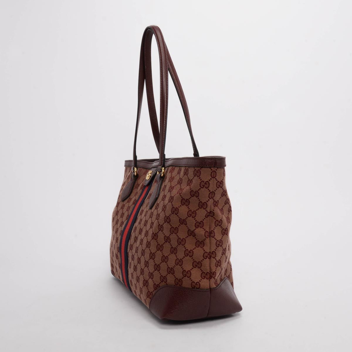 Gucci Burgundy GG Denim Ophidia Tote