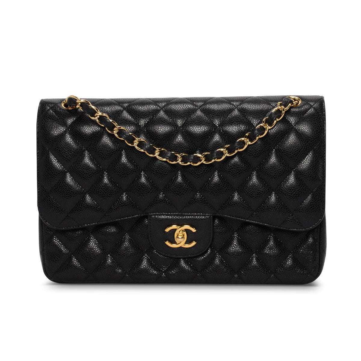 Chanel Black Quilted Caviar Large Classic Flap Bag