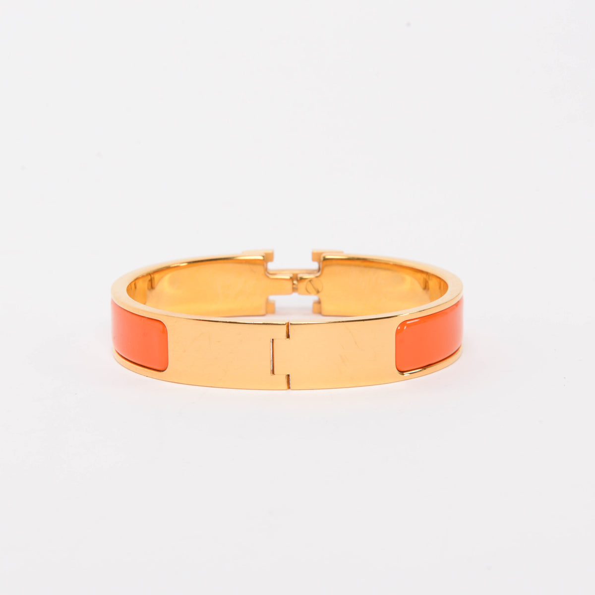 Hermes Orange Enamel Narrow Clic H Bracelet