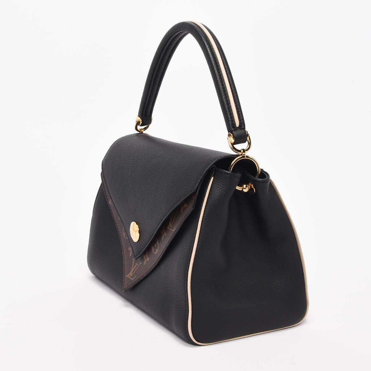 Louis Vuitton Black Grained Calfskin & Monogram Double V Bag