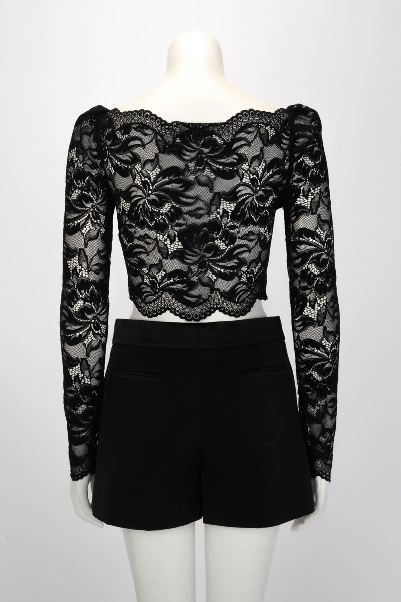 Rabanne Black Lace Crop Top FR 36
