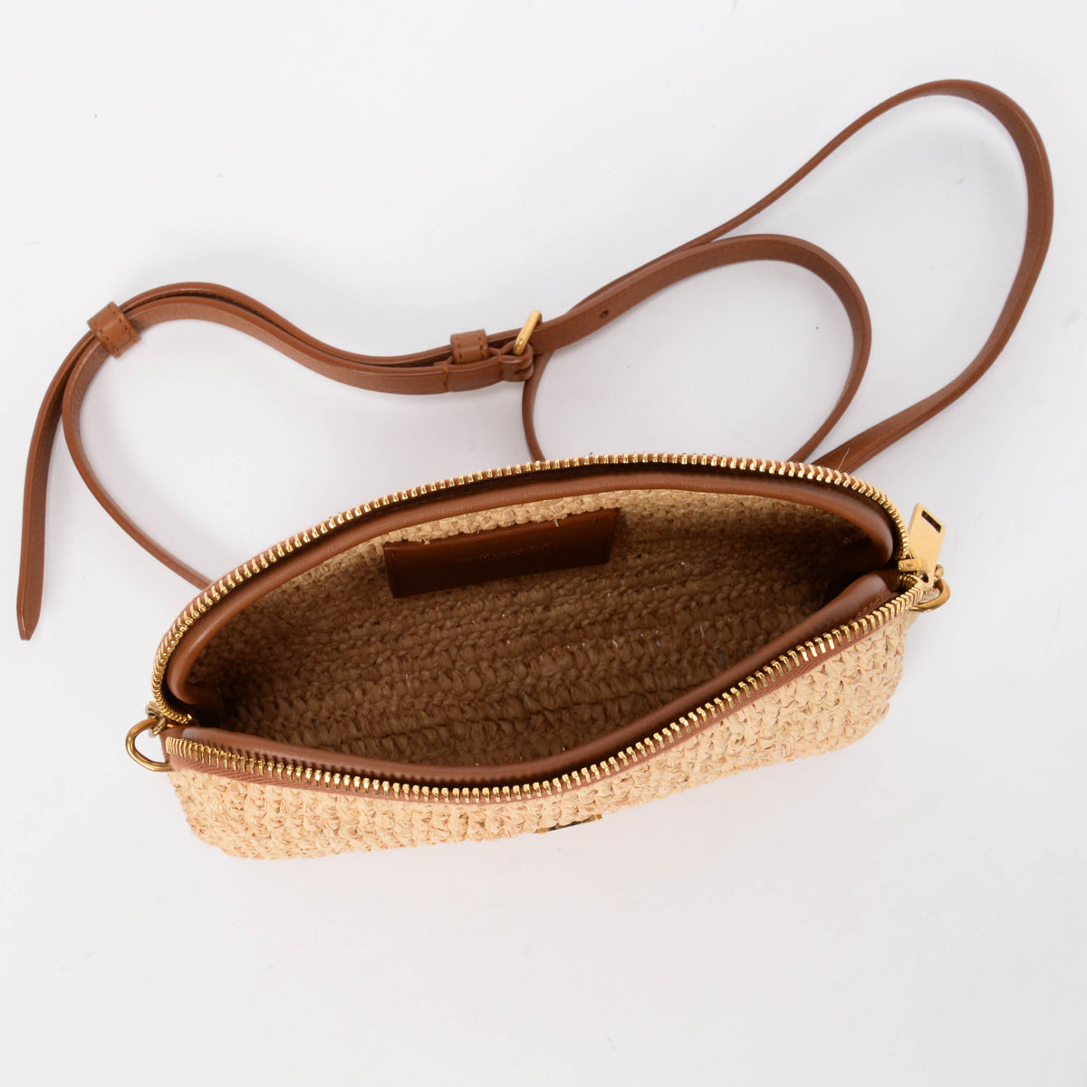 Saint Laurent Natural Raffia Gaby Crossbody Bag