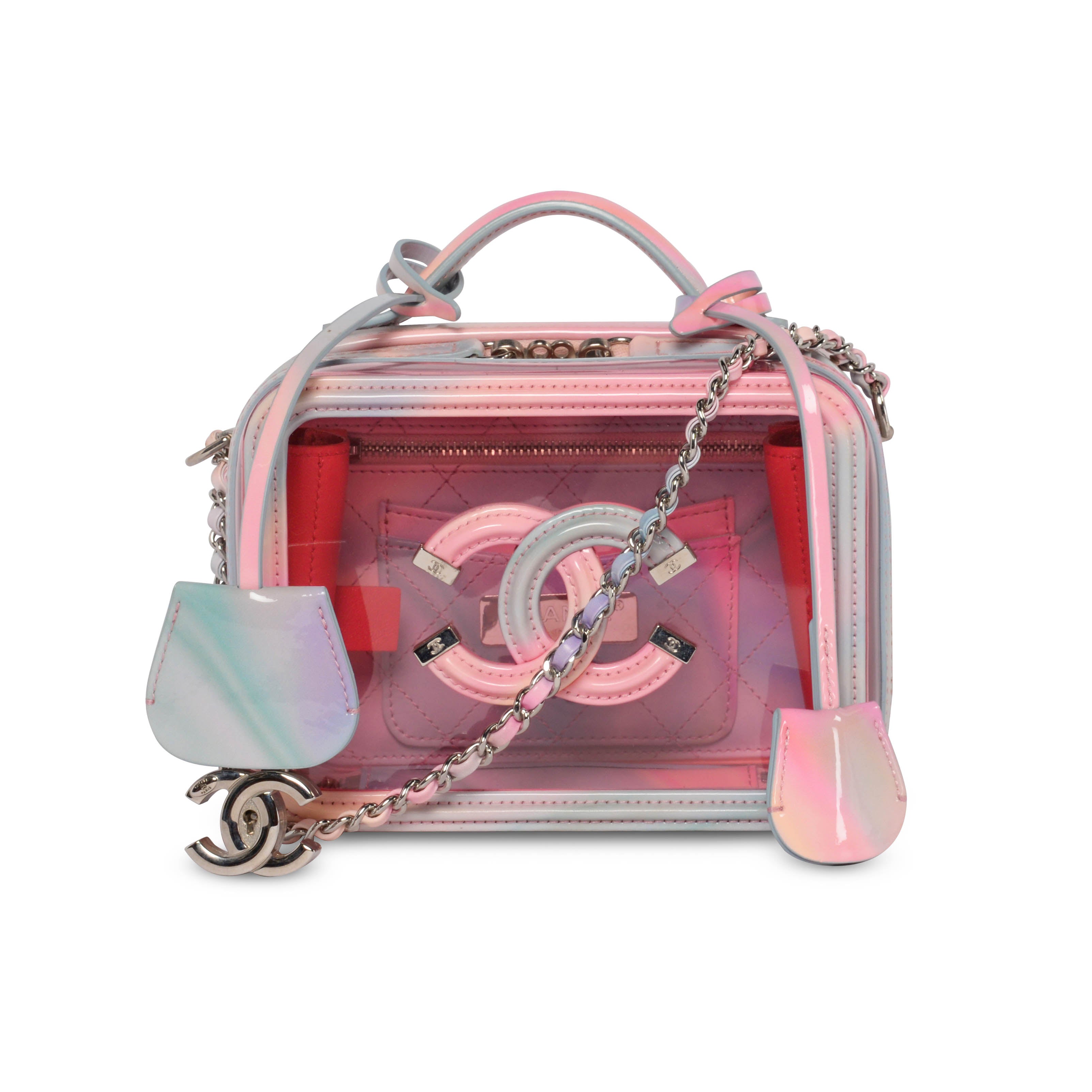 Chanel Pink PVC CC Filigree Vanity Case