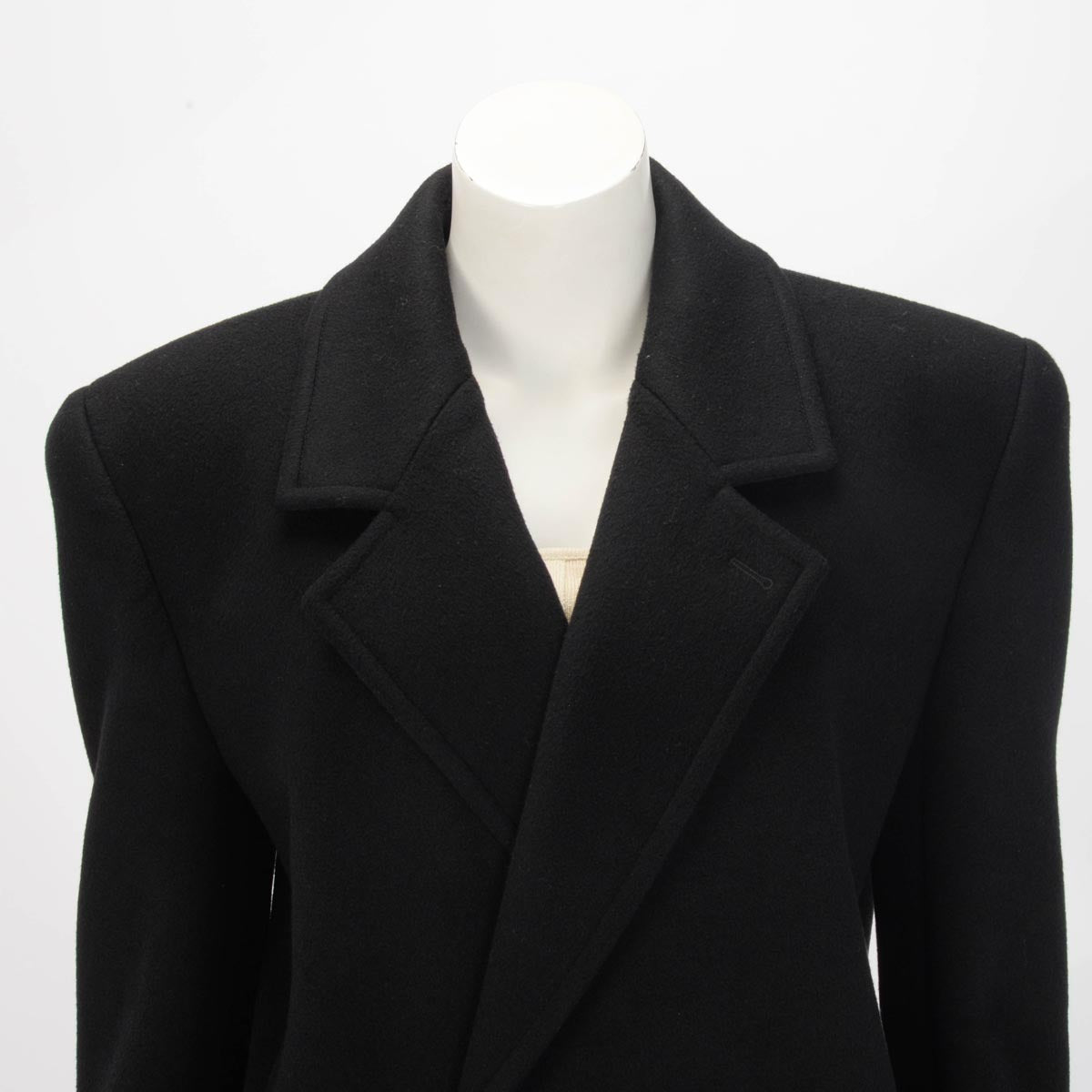 Saint Laurent Black Wool Double Breasted Short Coat FR 36