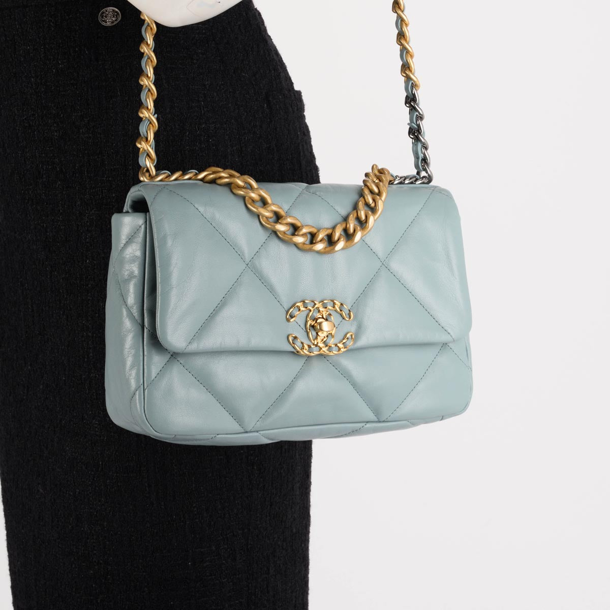 Chanel Blue Quilted Lambskin Medium Chanel 19 Flap Bag