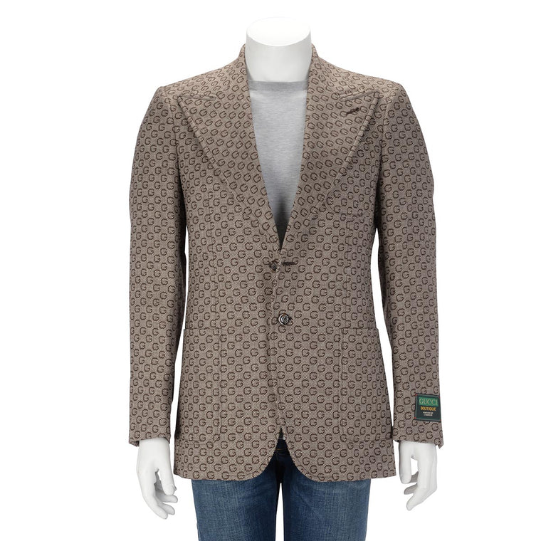 Gucci Brown Wool G Jacquard Jacket 48