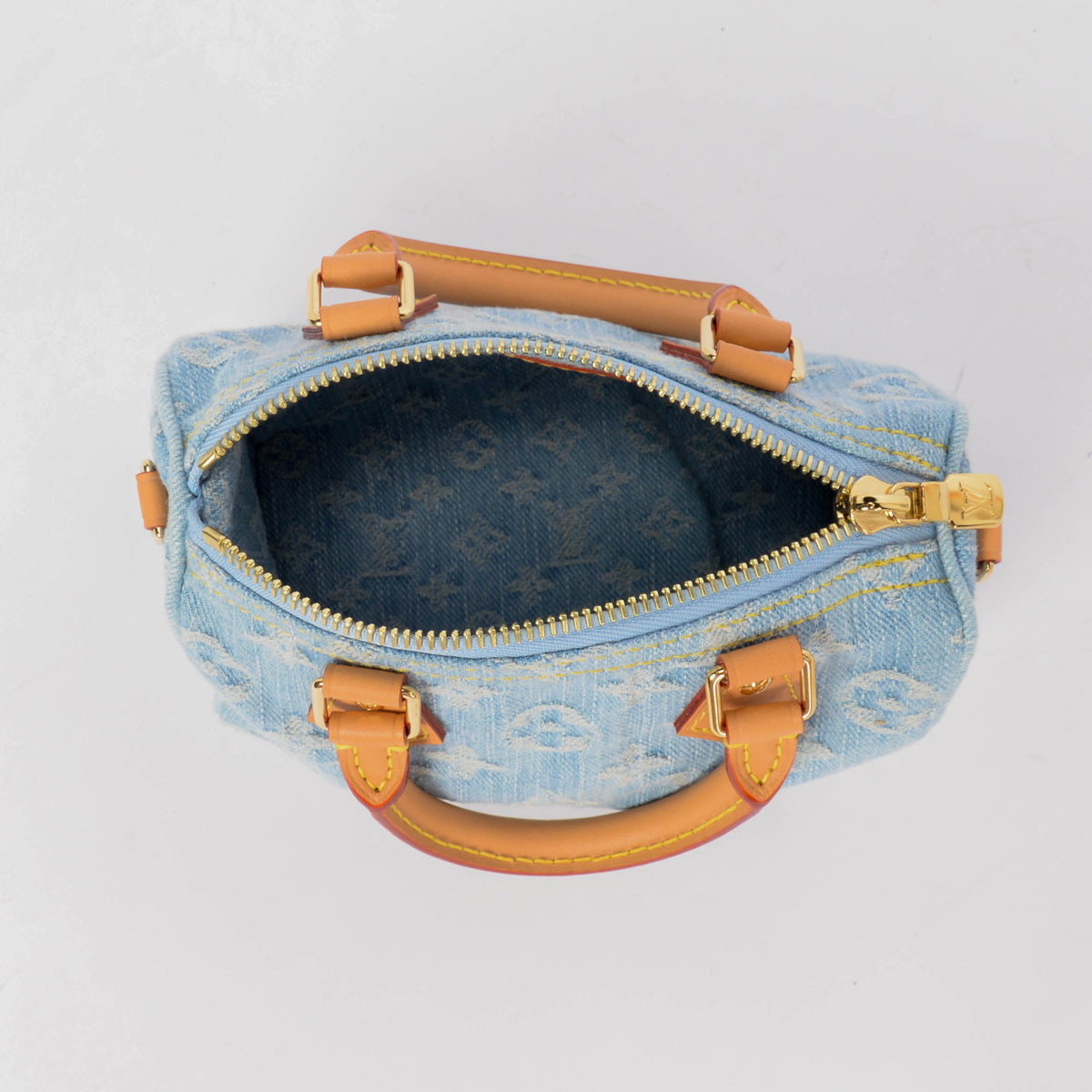 Louis Vuitton Sky Blue Monogram Denim Nano Speedy Mini Bag