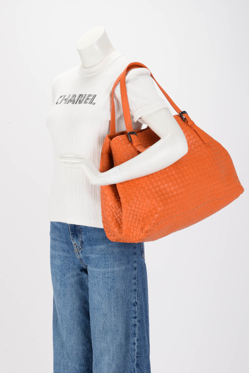 Bottega Veneta Orange Intrecciato Tote