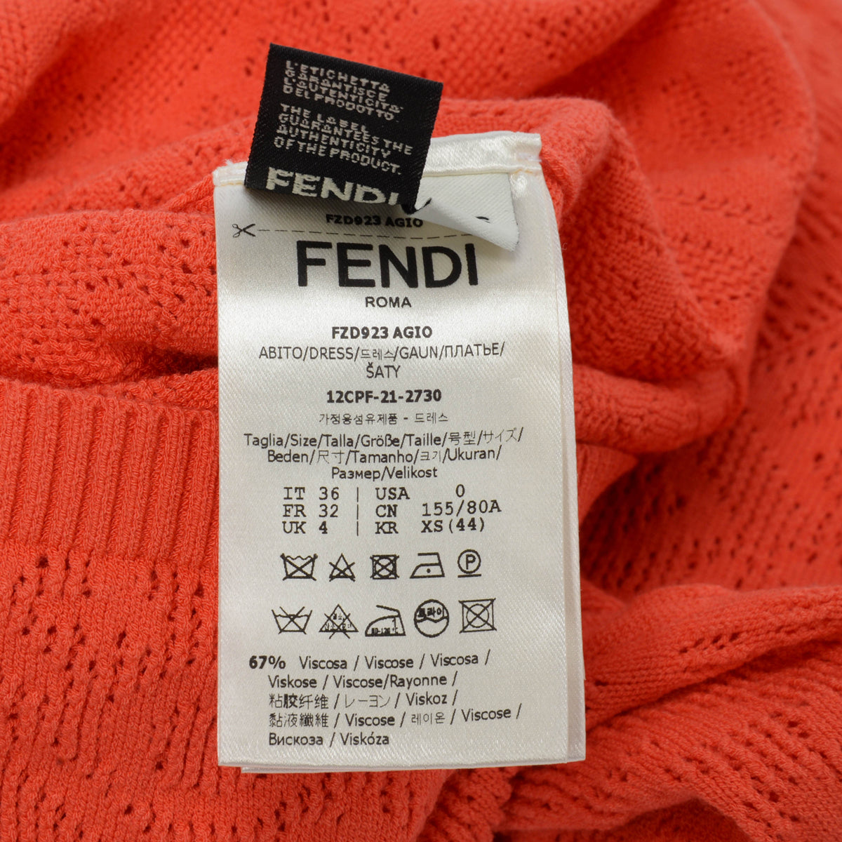 Fendi x Skims Orange Intarsia Knit Turtleneck Dress IT 36