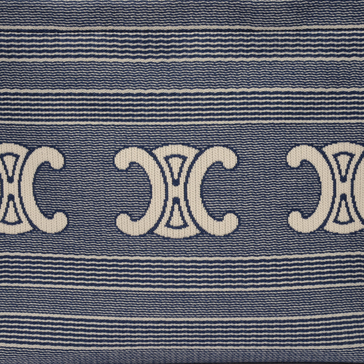 Celine Blue Triomphe Embroidered Canvas Large Cabas Thais