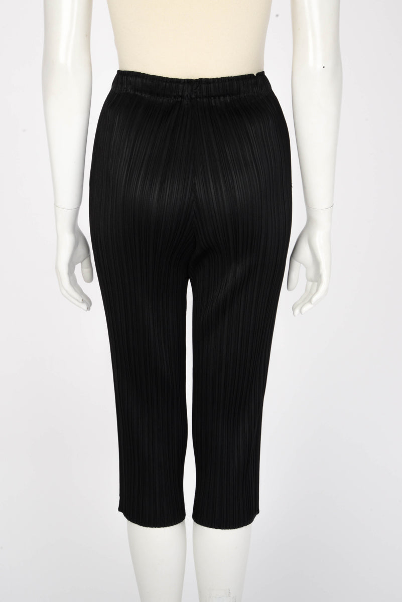 Pleats Please Issey Miyake Black Pleated Cropped Pants