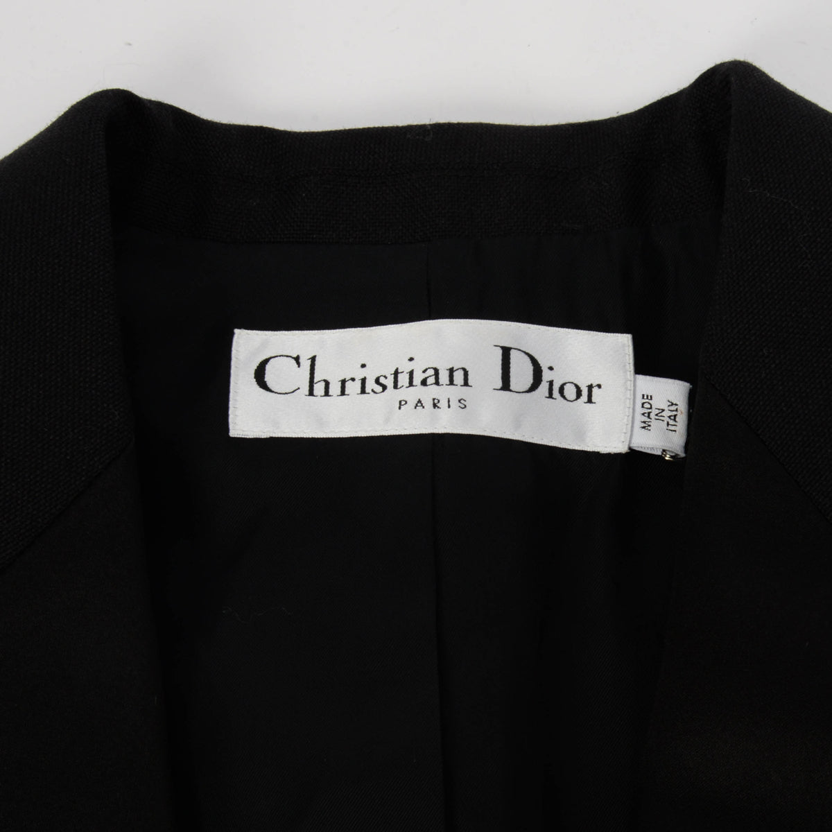 Dior Black Wool Satin Lapel Blazer FR 38