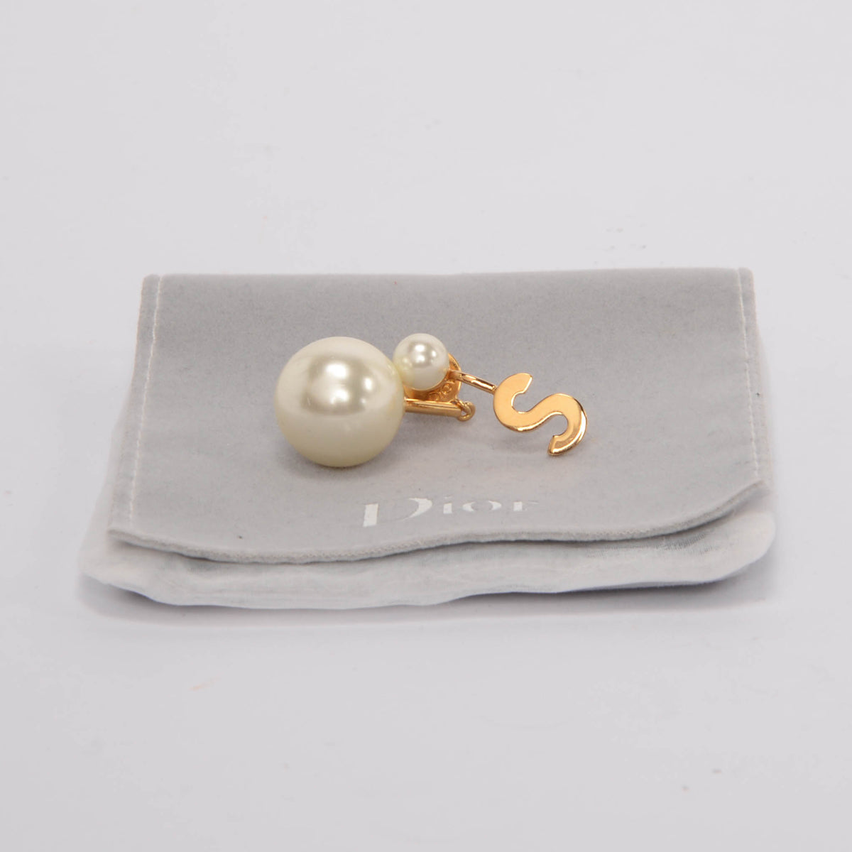 Dior Gold Tone Faux Pearl My ABCDior Tribales Letter S Single Earring
