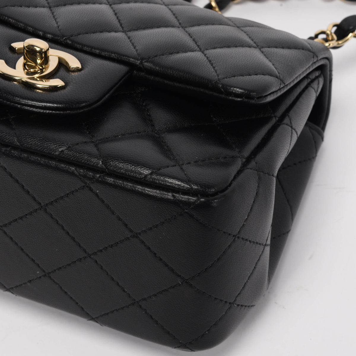 Chanel Black Quilted Lambskin Mini Square Flap Bag