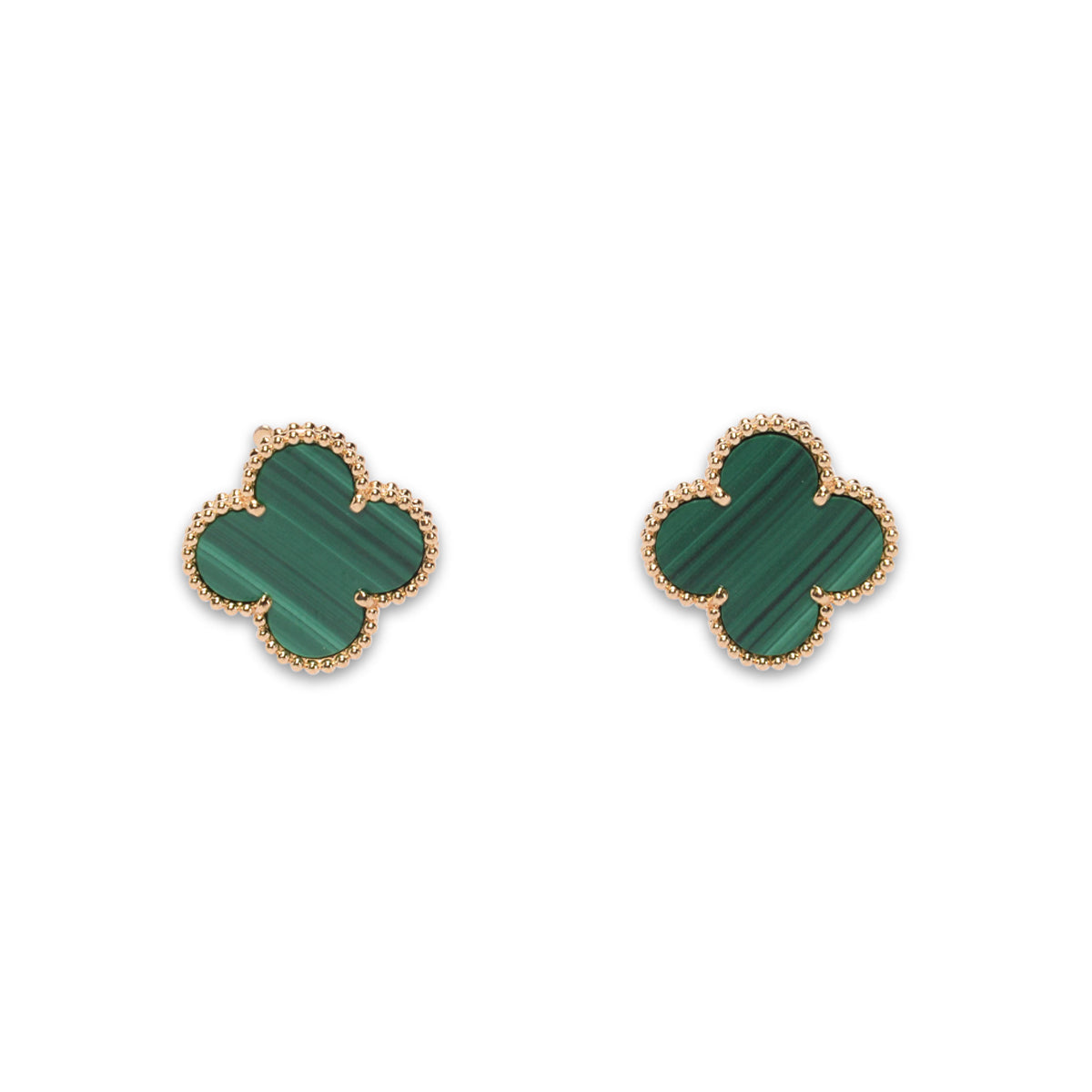 Van Cleef & Arpels 18k Gold & Malachite Magic Alhambra Earrings
