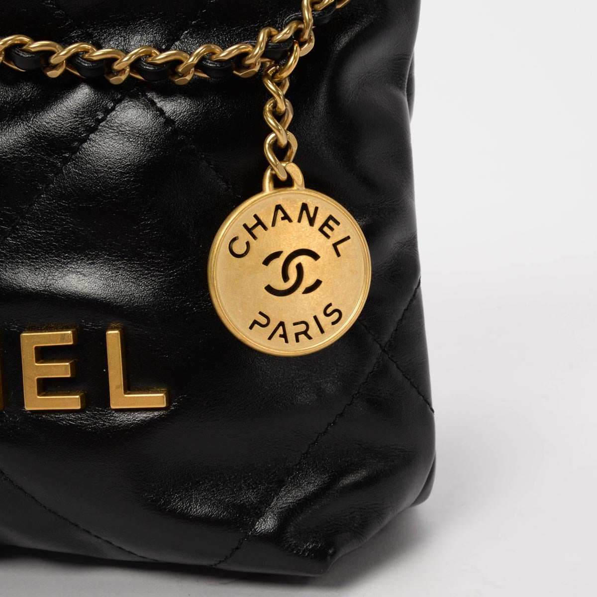 Chanel Black Shiny Calfskin Chanel 22 Mini Bag