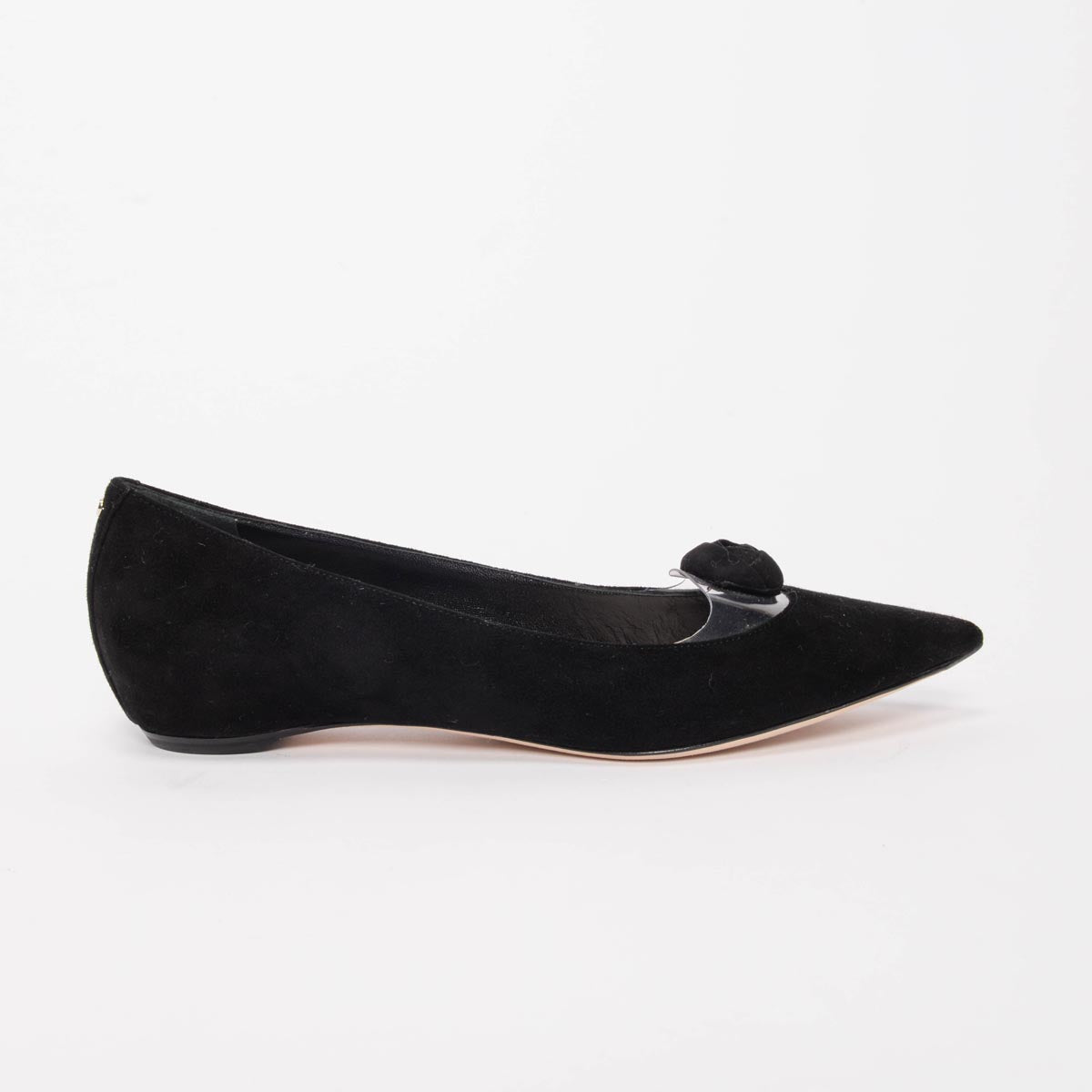 Dior Black Suede Rosette Flats 39.5