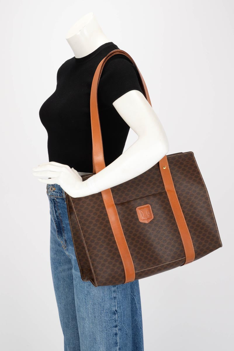 Celine Brown Macadam Canvas Large Tote