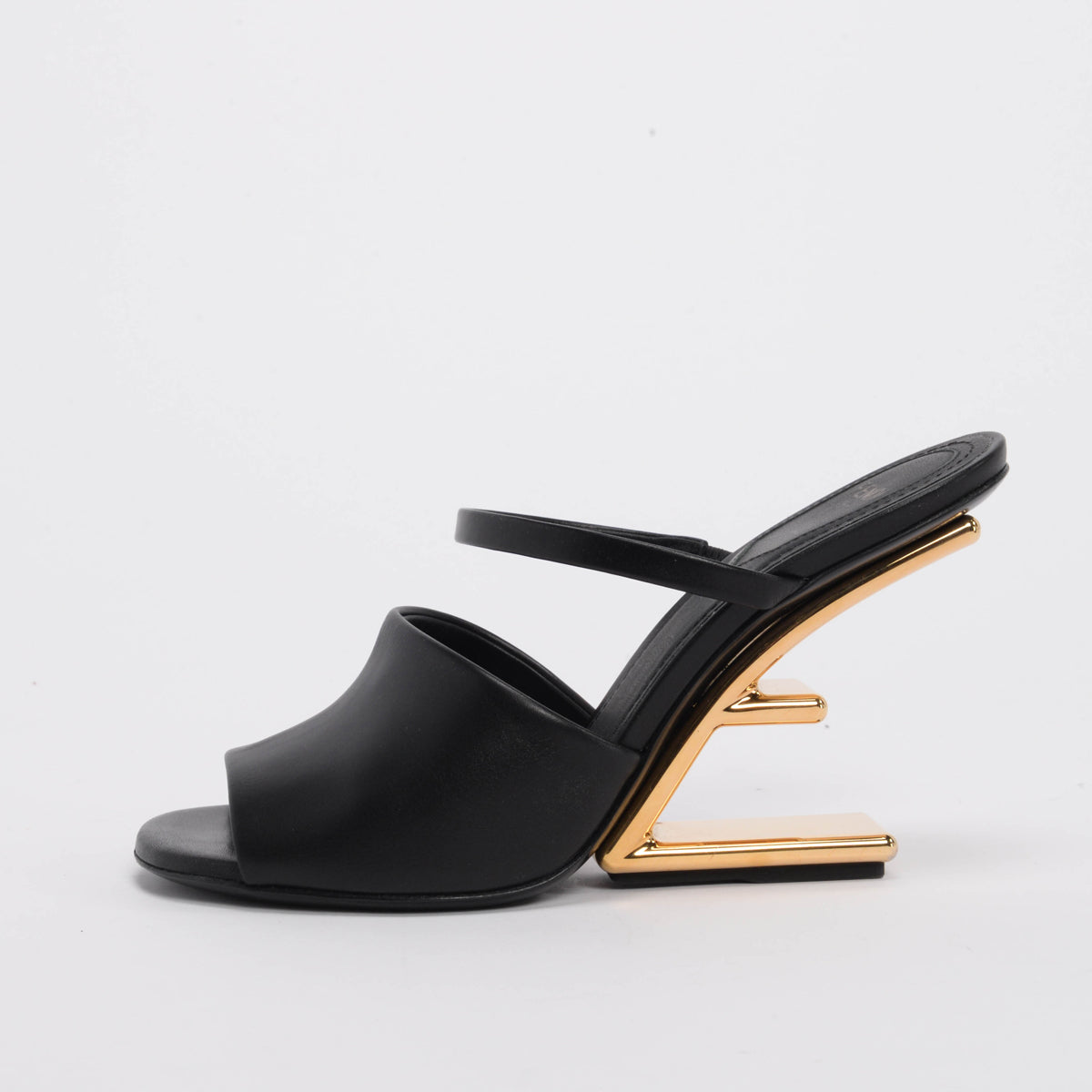 Fendi Black Lambskin Fendi First Mules 36