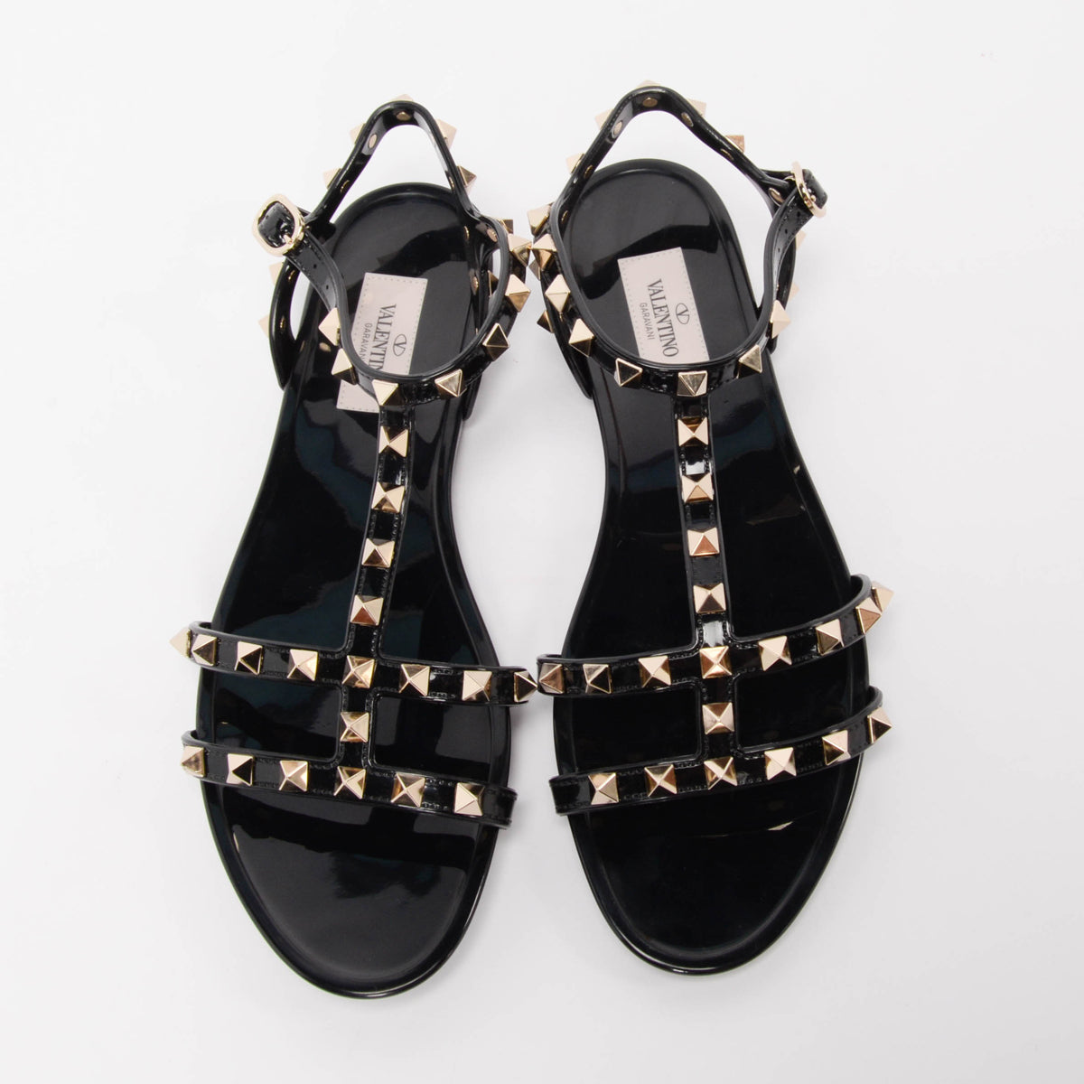 Valentino Black Rubber Rockstud Jelly Sandals 38
