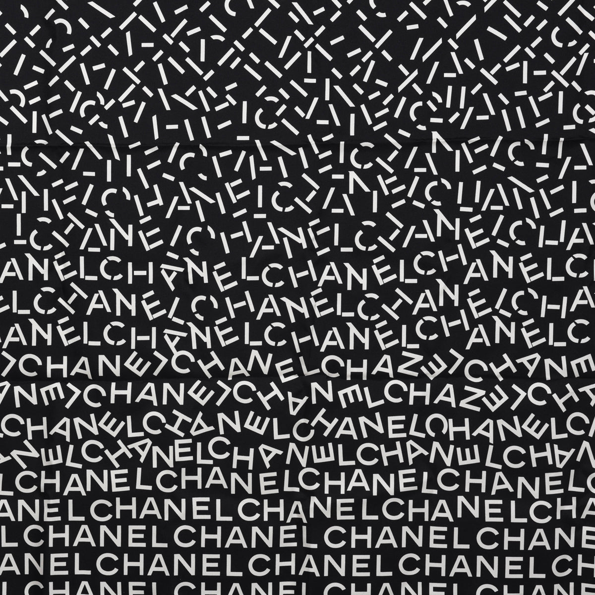 Chanel Black & White Silk Spellout CC Scarf
