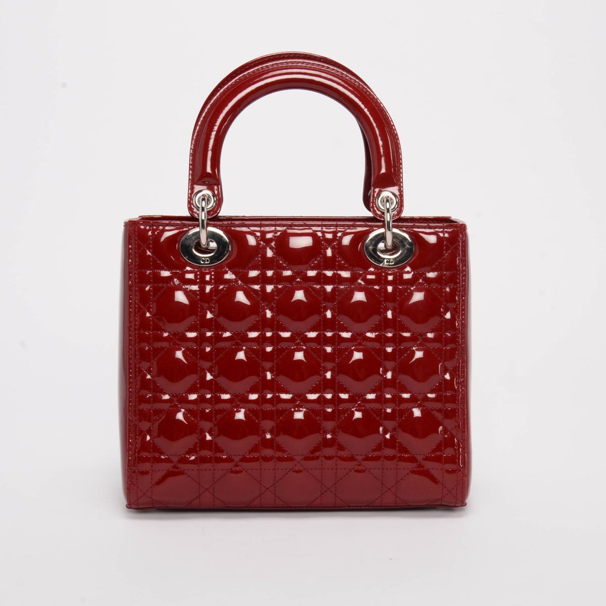 Dior Cherry Red Patent Cannage Medium Lady Dior Bag