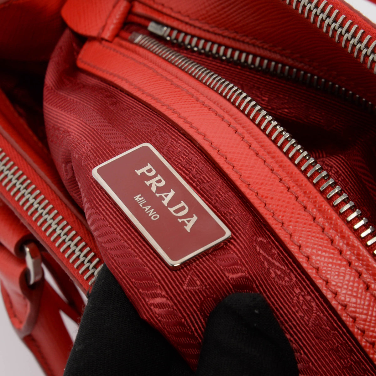 Prada Red Saffiano Lux Small Galleria Tote
