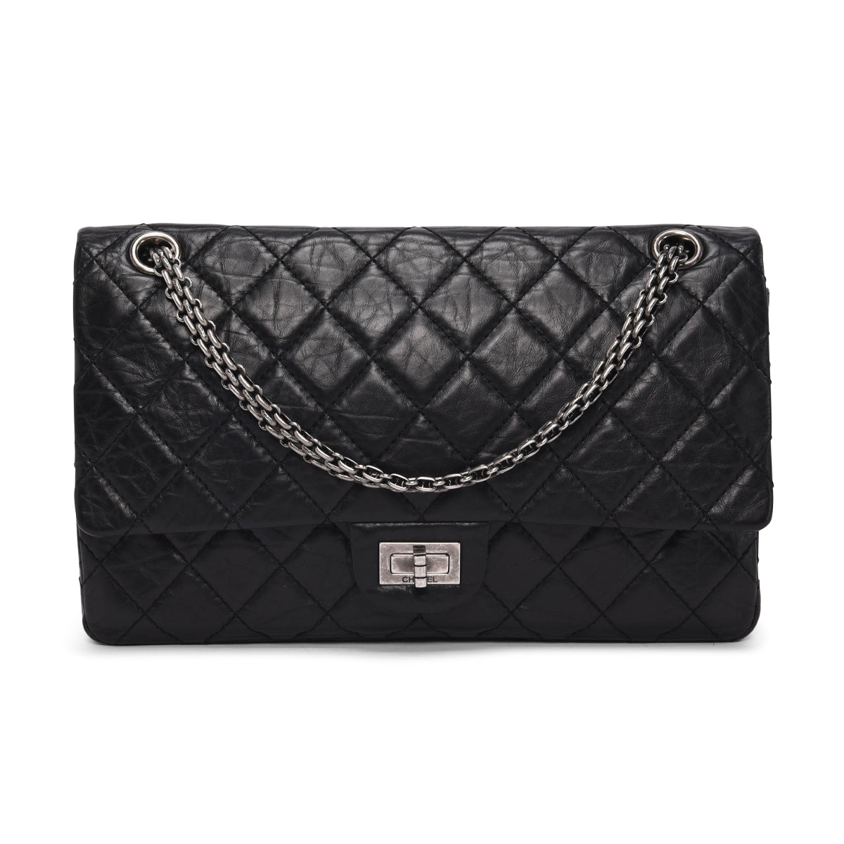 Chanel Black Aged Calfskin 2.55 Reissue 226 Flap Bag