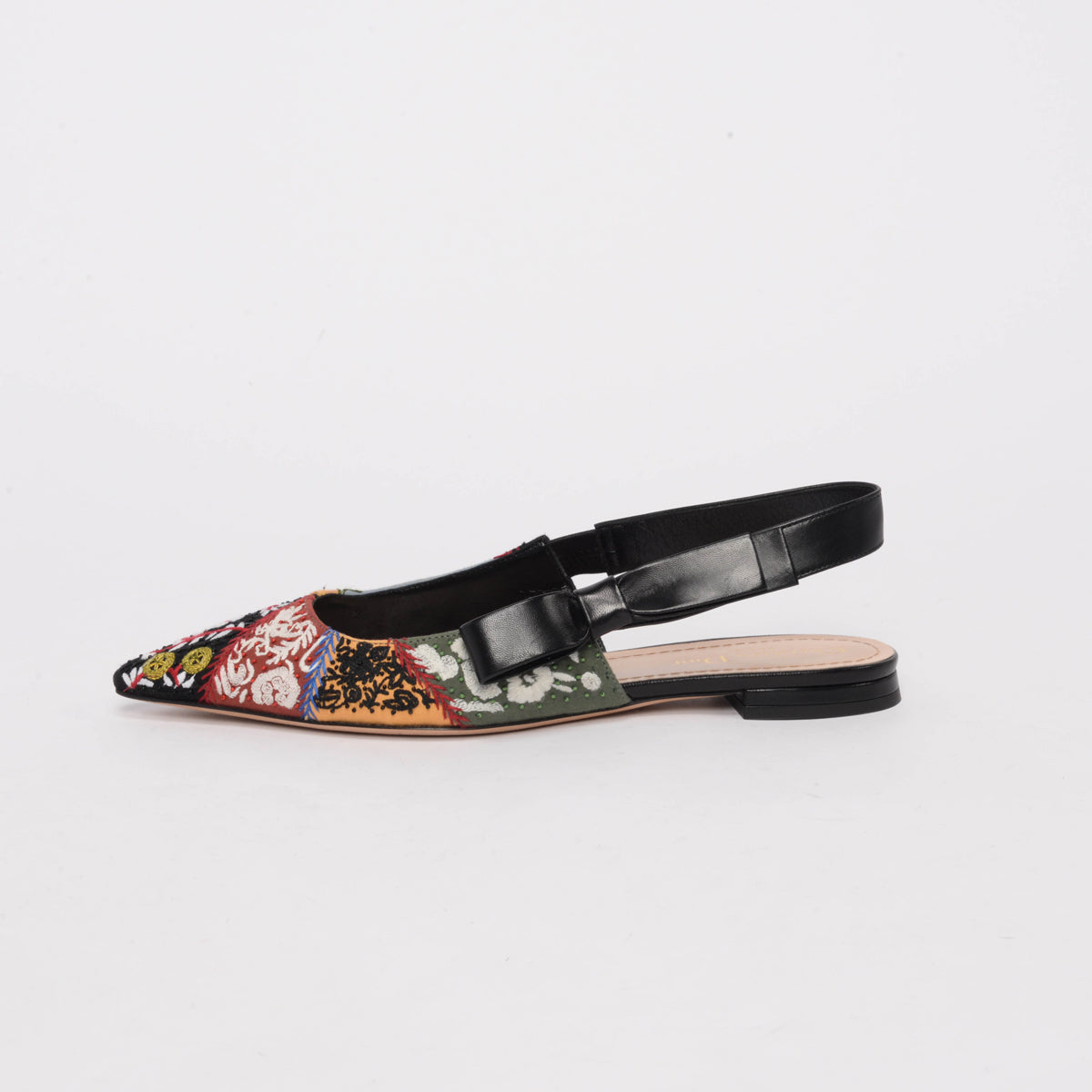 Dior Multi Colour Patch Embroidery Sweet-D Slingback Flats 39